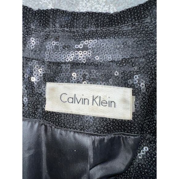 Michael Jackson Bille Jean Type BLAZER Sz Small Calvin Klein Black Sequin Jacket - Picture 7 of 9